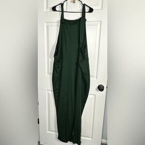 Snag overalls, green knit, size "G" (20-22), stretchy, pockets, spring